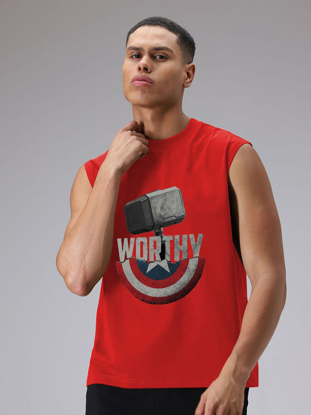 Moda Rapido Graphic Printed Round Neck No Sleeves T-shirt