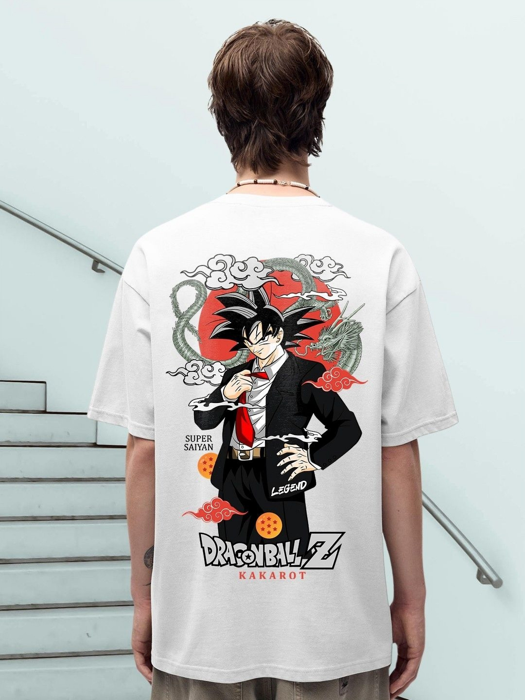 PRONK Men Dragon Ball Z Graphic Printed Round Neck Cotton Oversized T-shirt