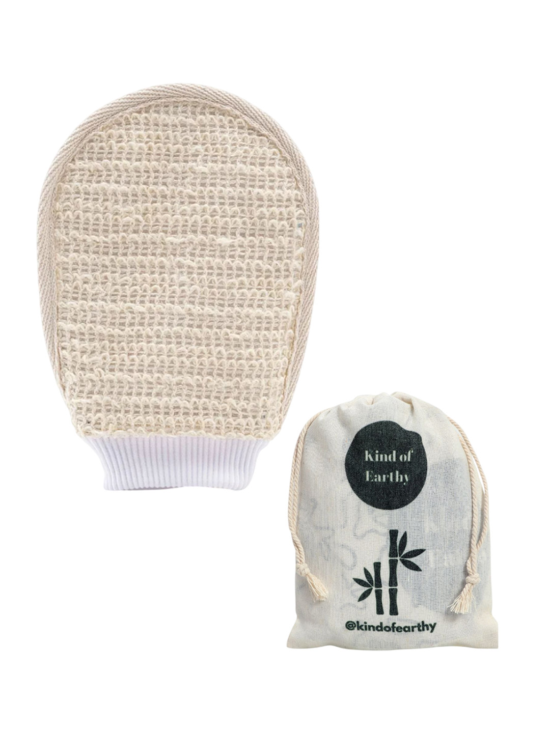 Kind of Earthy Natural Bath Exfoliating Scrubber Glove With Reusable Potli Pouch