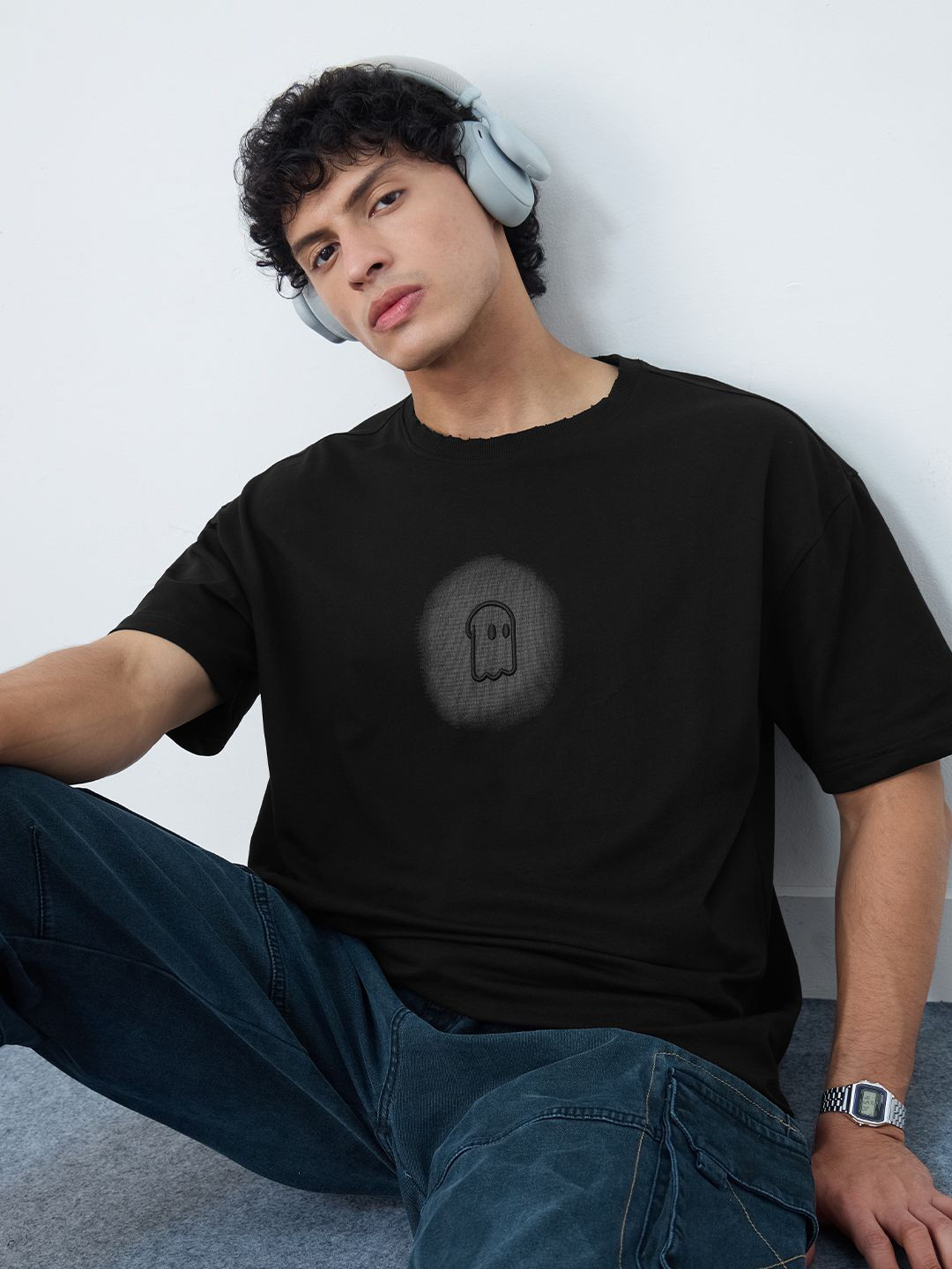 The Souled Store Men Grunge Graphic Printed Drop-Shoulder Sleeves Cotton Oversized T-shirt