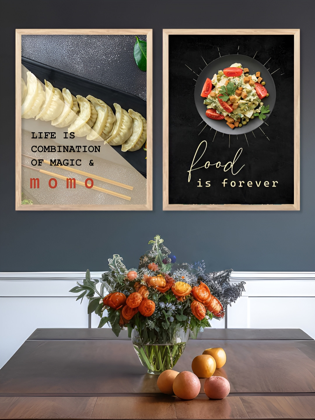 Kotart Black & Beige 2 Pieces Wooden Restaurant Wall Arts