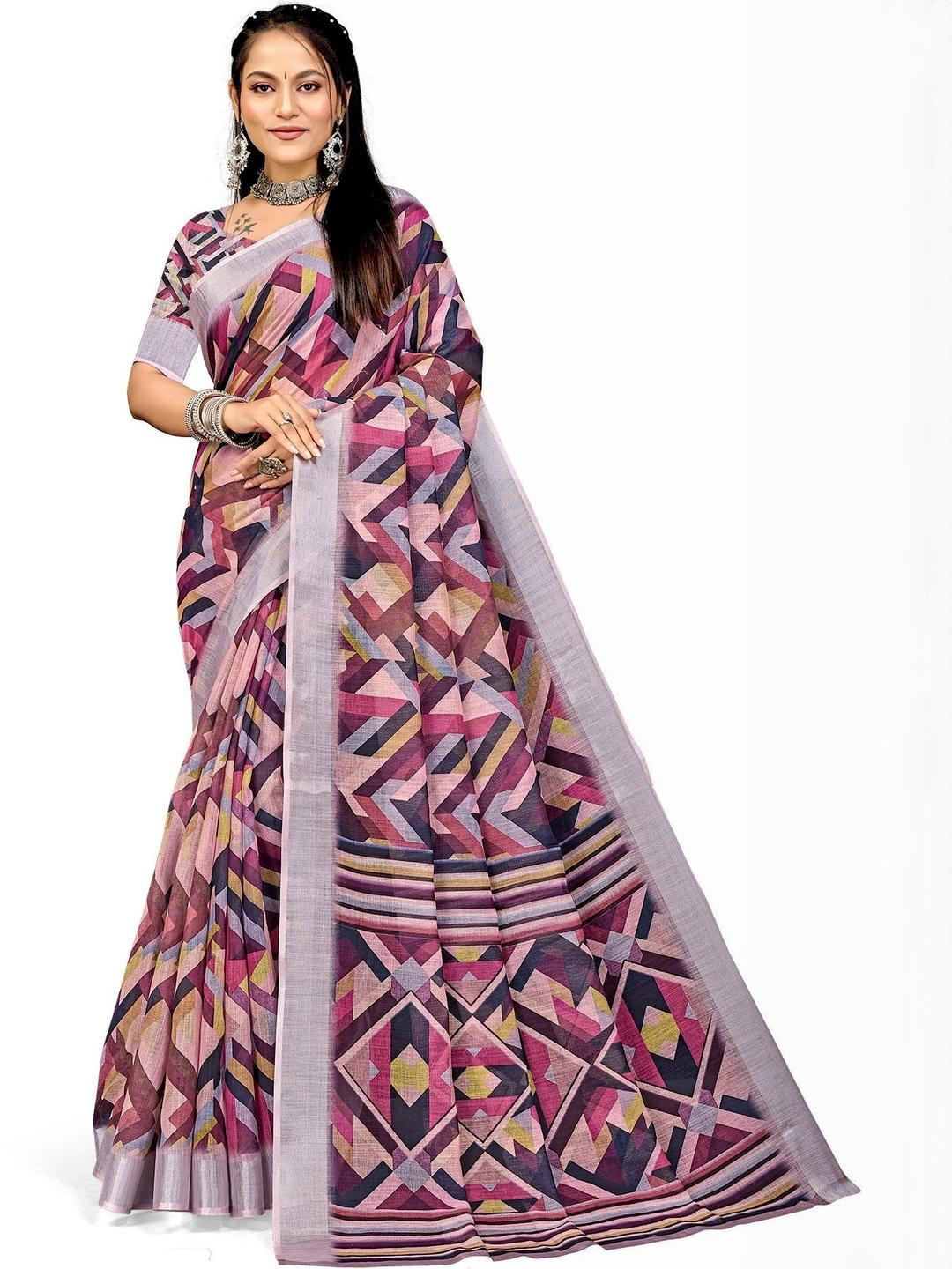 PARVOTSAV Multi Linen Blend Saree
