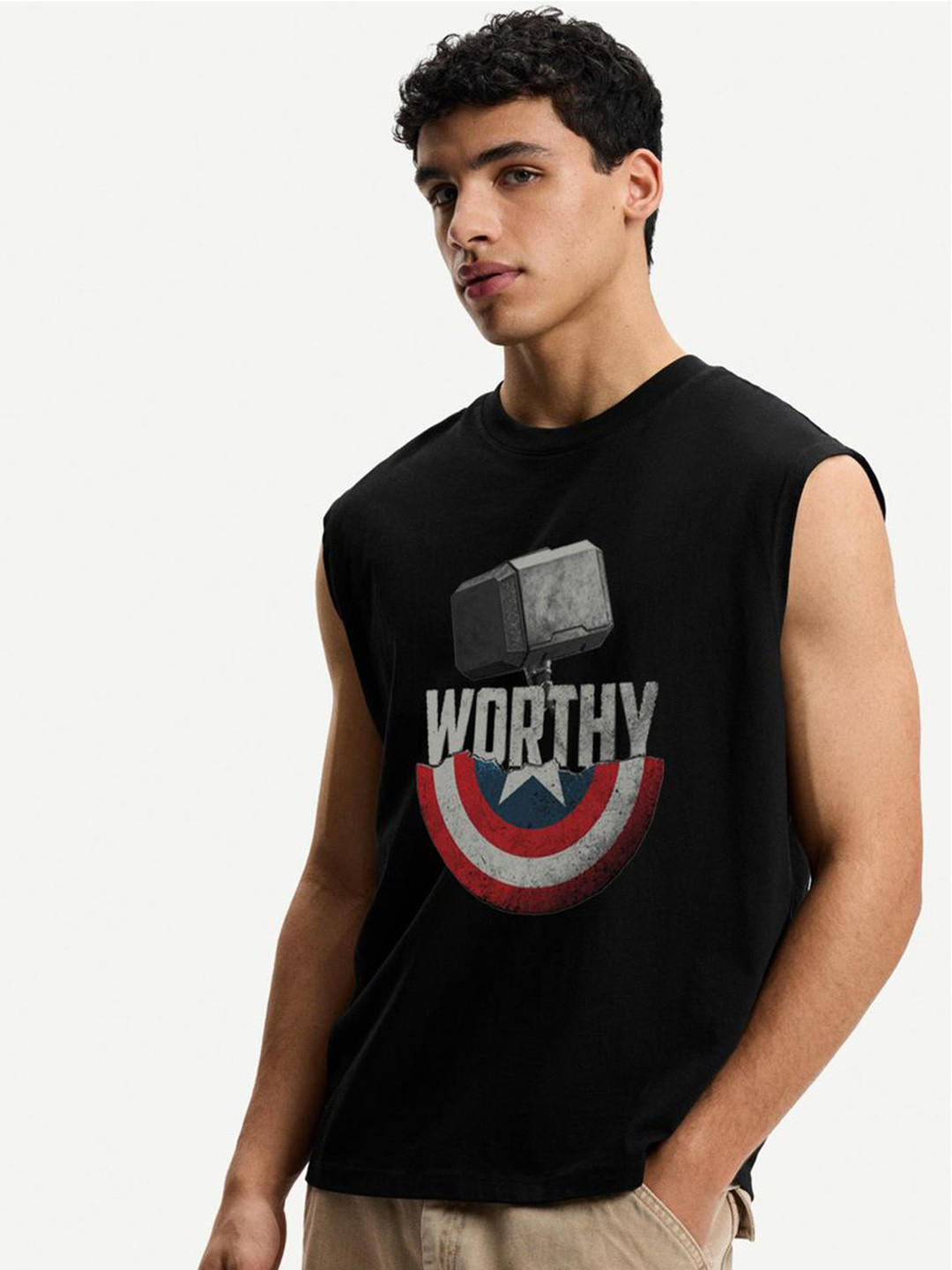 Moda Rapido Men Captain America Graphic Printed Round Neck T-shirt