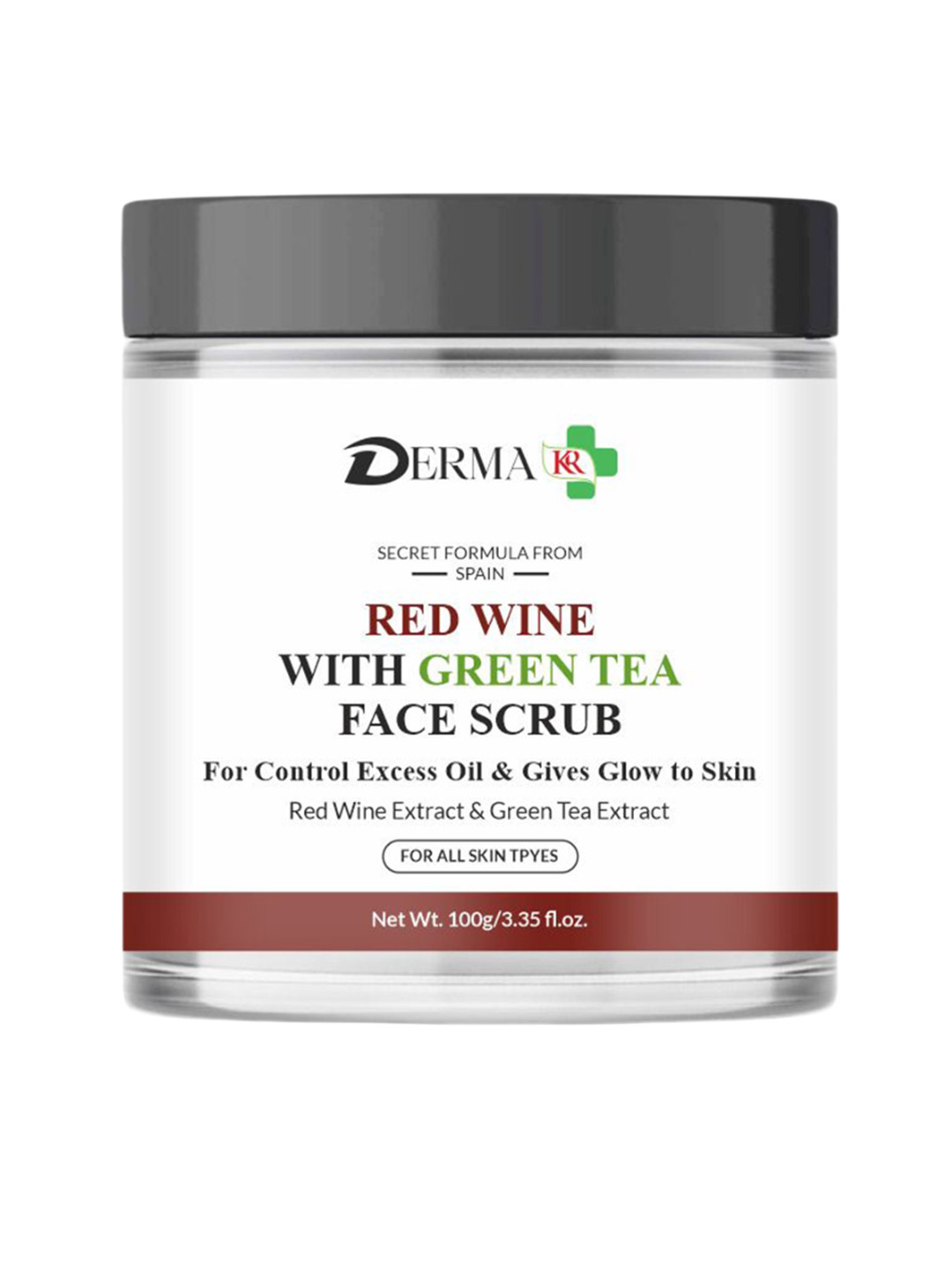 DERMA KR Red Vine With Green Tea Face Scrub- 100 g