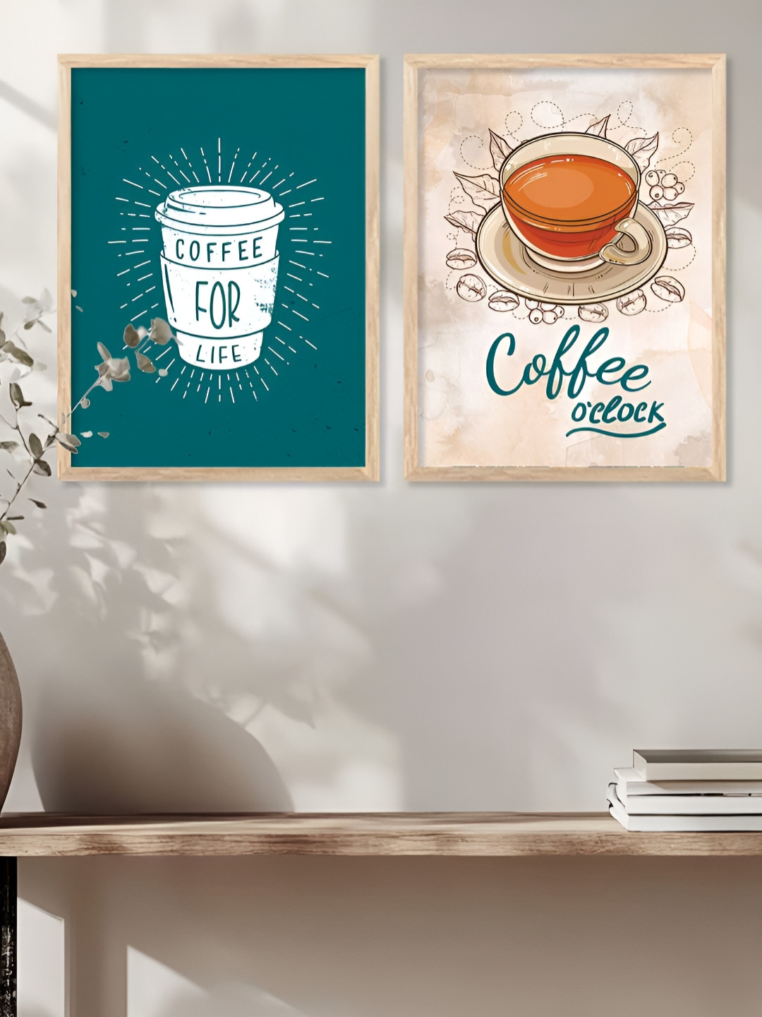 Kotart Green & Beige 2 Pieces Restaurant Wooden Wall Arts