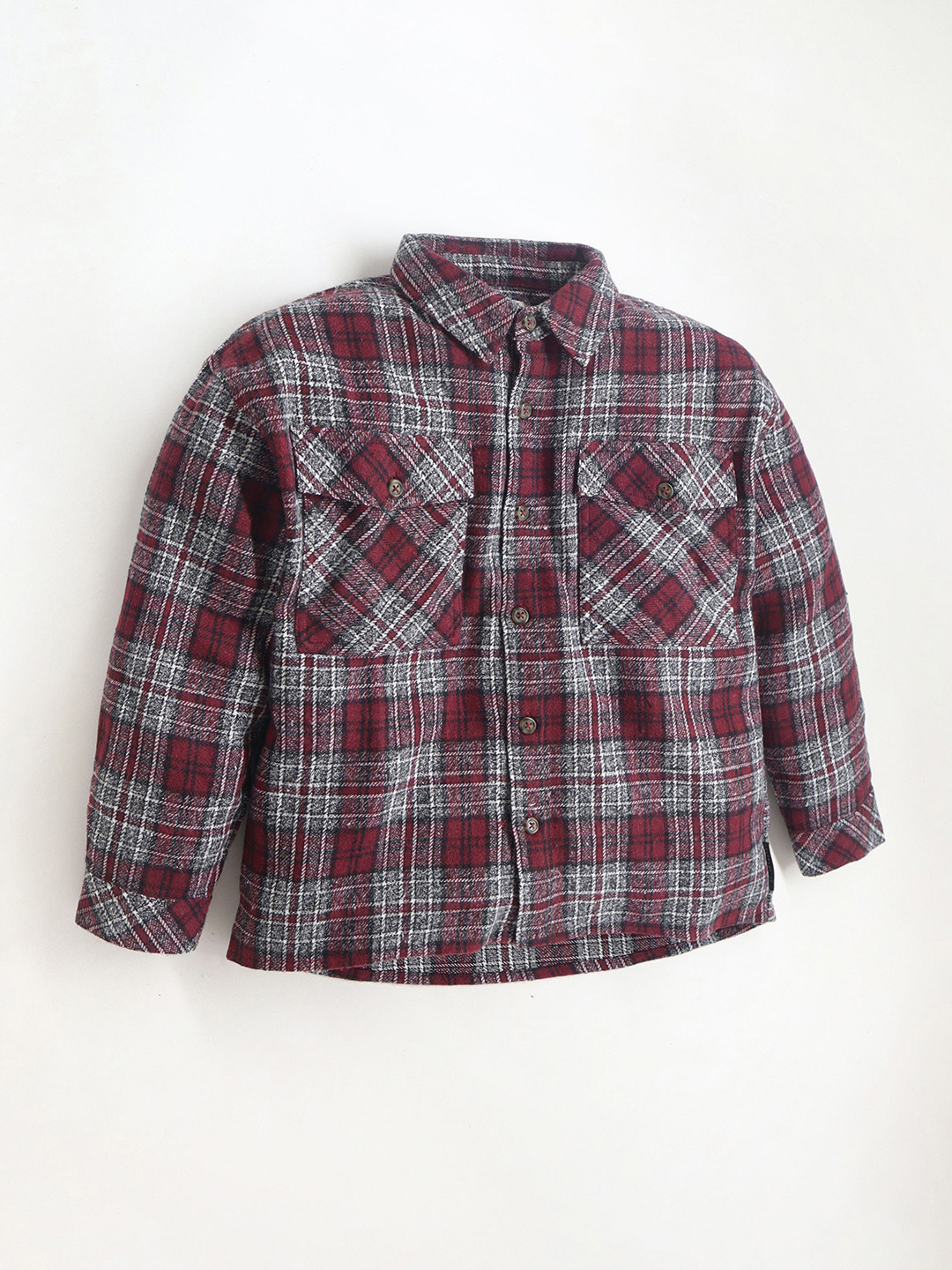 Cherry Crumble Unisex Checked Spread Collar Cotton Casual Shirt