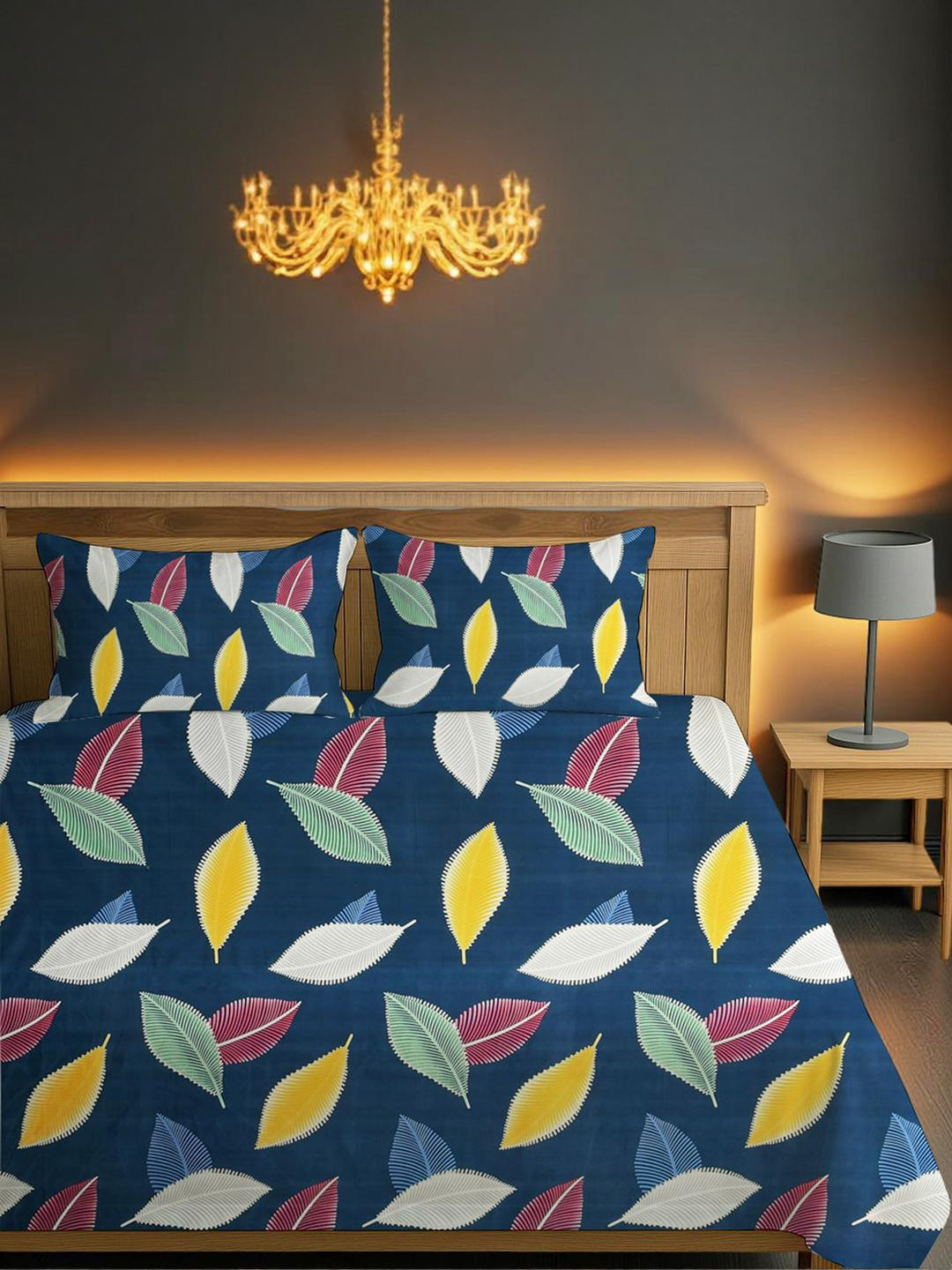 IVAZA Navy Blue Queen Bedsheets