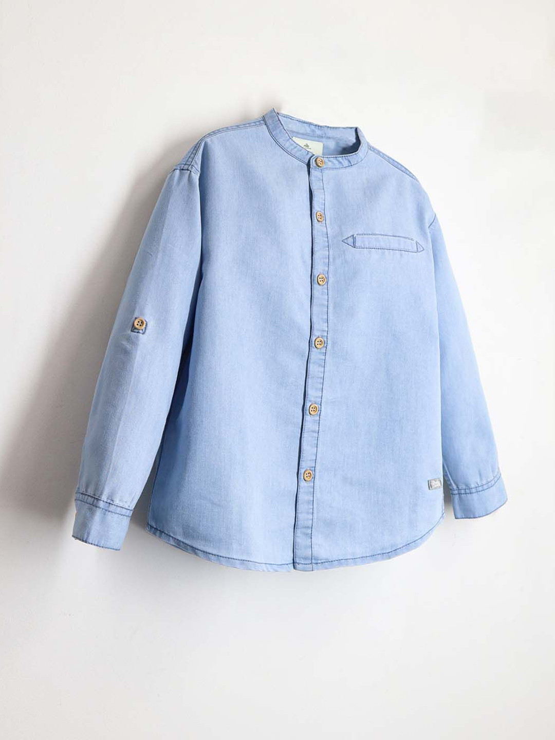 Cherry Crumble Boys Mandarin Collar Casual Cotton Shirt