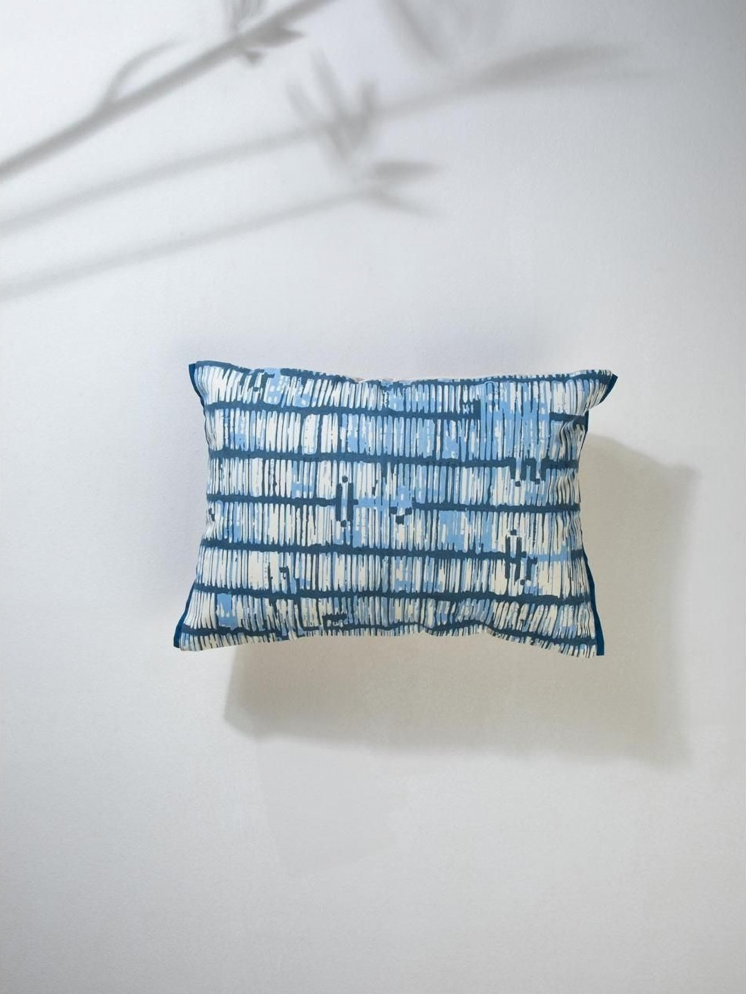 FREEDOM TREE Agama Herringbone Blue Geometric Printed Rectangle Cotton Cushion Cover