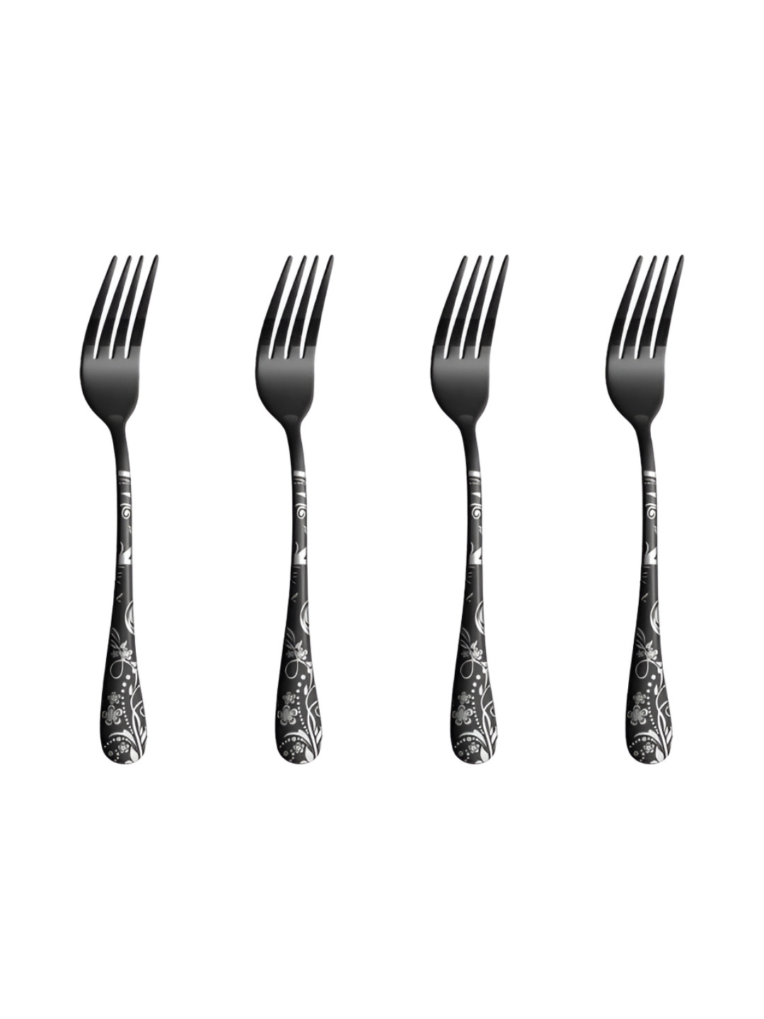 Myntra Elegant Homes Black 4 Pieces Stainless Steel Dessert Forks