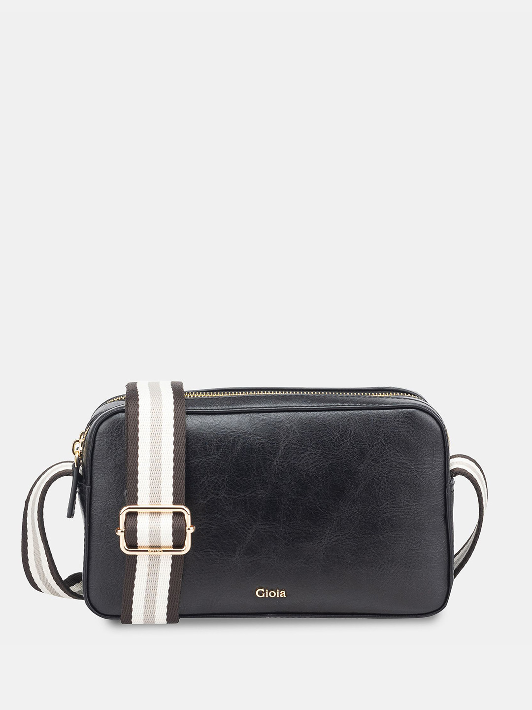GIOIA Women Black Leather The Noir Edit Crossbody Bag