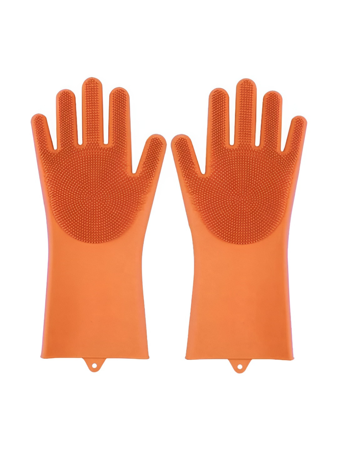 NATURALLY YOURS 2-Pcs Orange-Coloured Kitchen Dish Washing Gloves