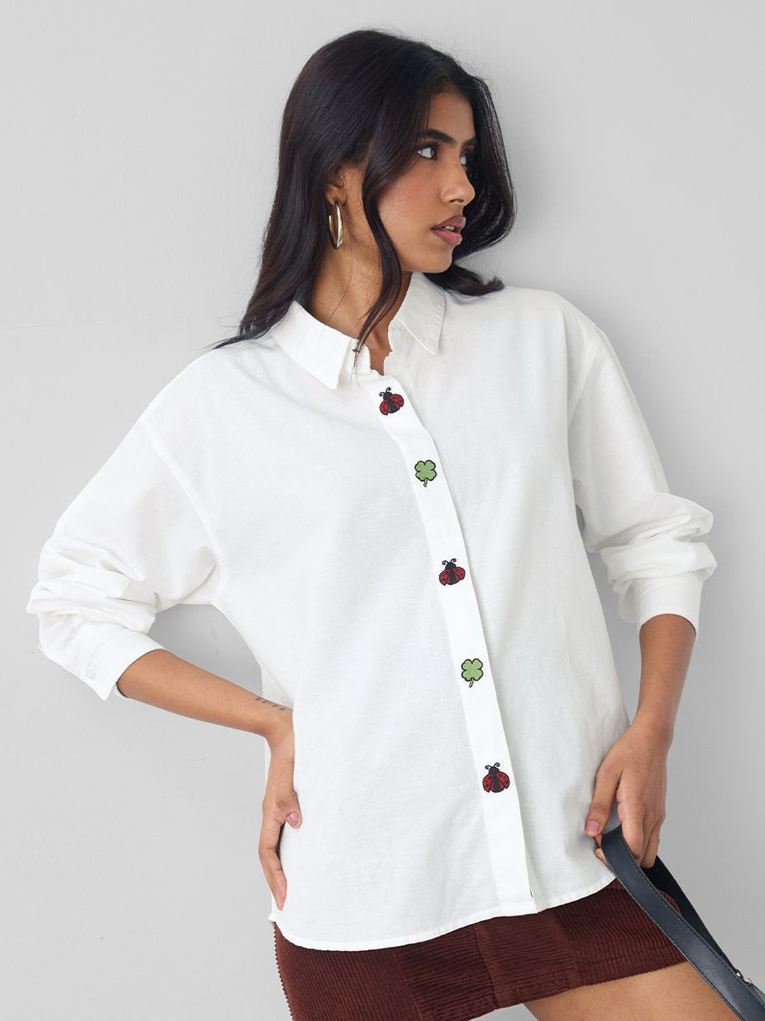 The Souled Store Lady Luck Cotton Linen Shirt