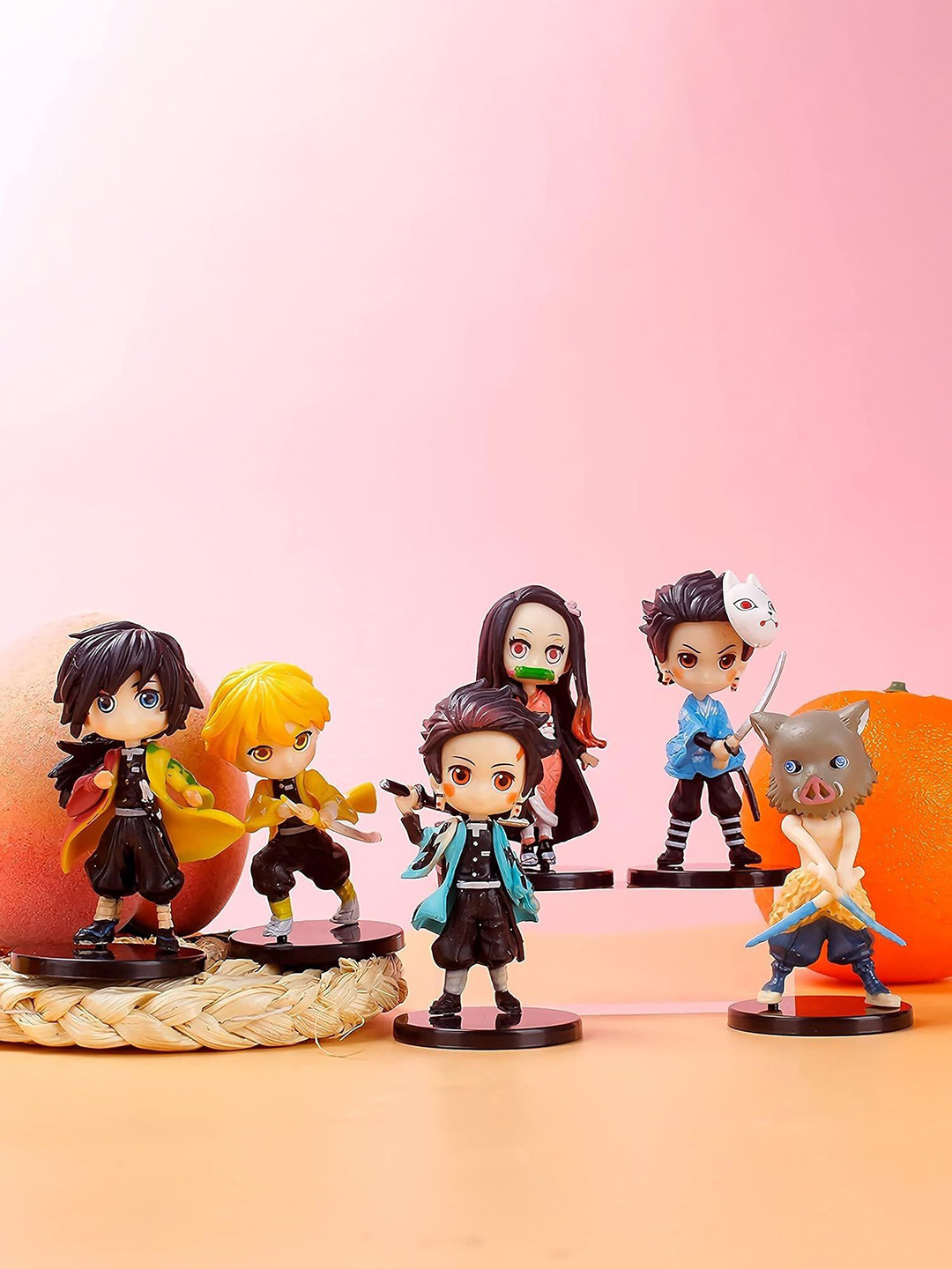 AUGEN Kids Set Of 6 Demon Slayer C Action Figures Limited Edition for Car Dashboard