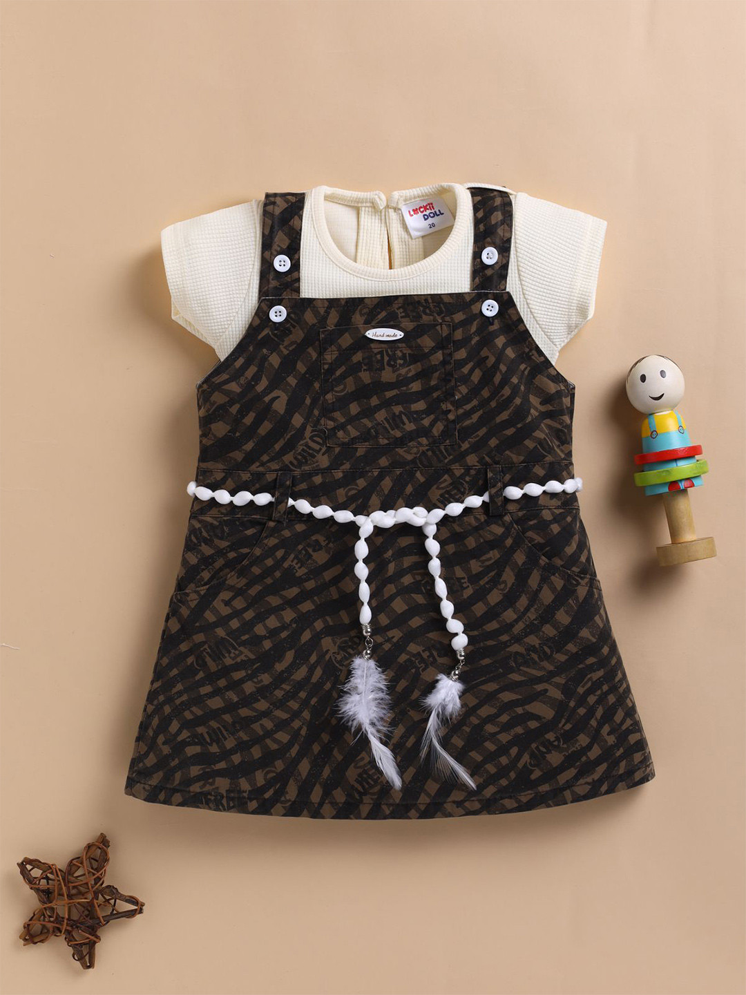 LACKii DOLL Girls Printed Pinafore Dress