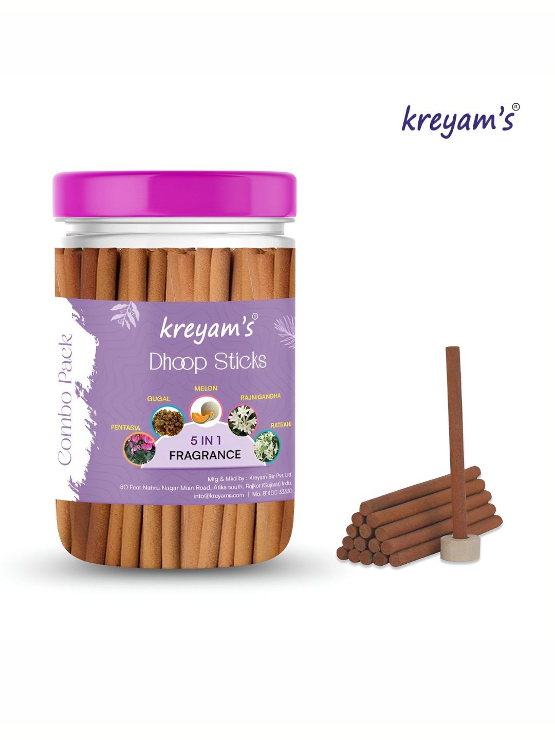 kreyam's Brown 5 In 1 Fragrance Pooja DhoopSticks