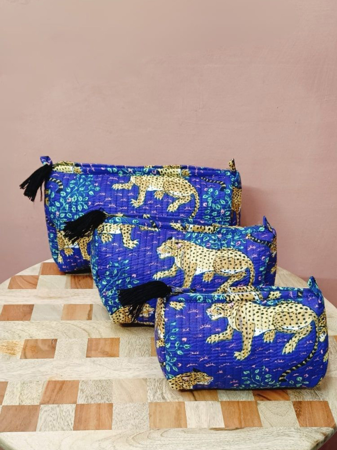 Gulaab Jaipur Unisex Set Of 3 Printed Travel Pouch With Waterproof Lining