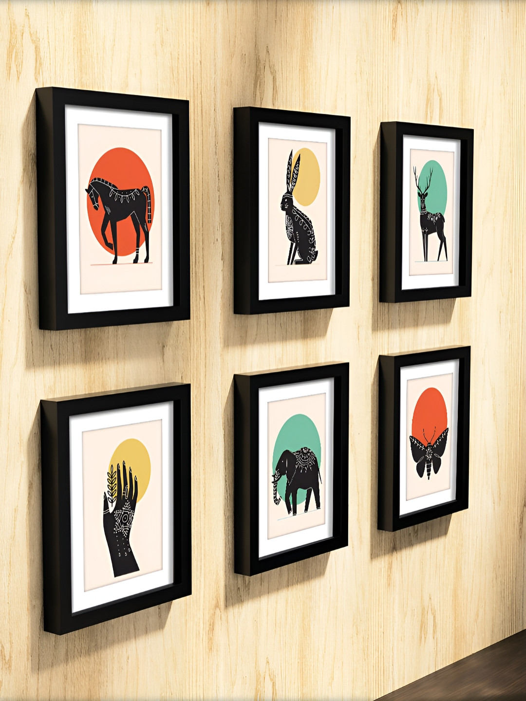 RANDOM Green & Yellow 6 Pieces Decorative Wall Photo Frames