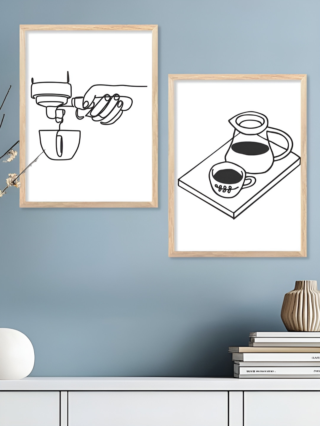 Kotart White & Black 2 Pieces Restaurant Themed Wooden Wall Arts