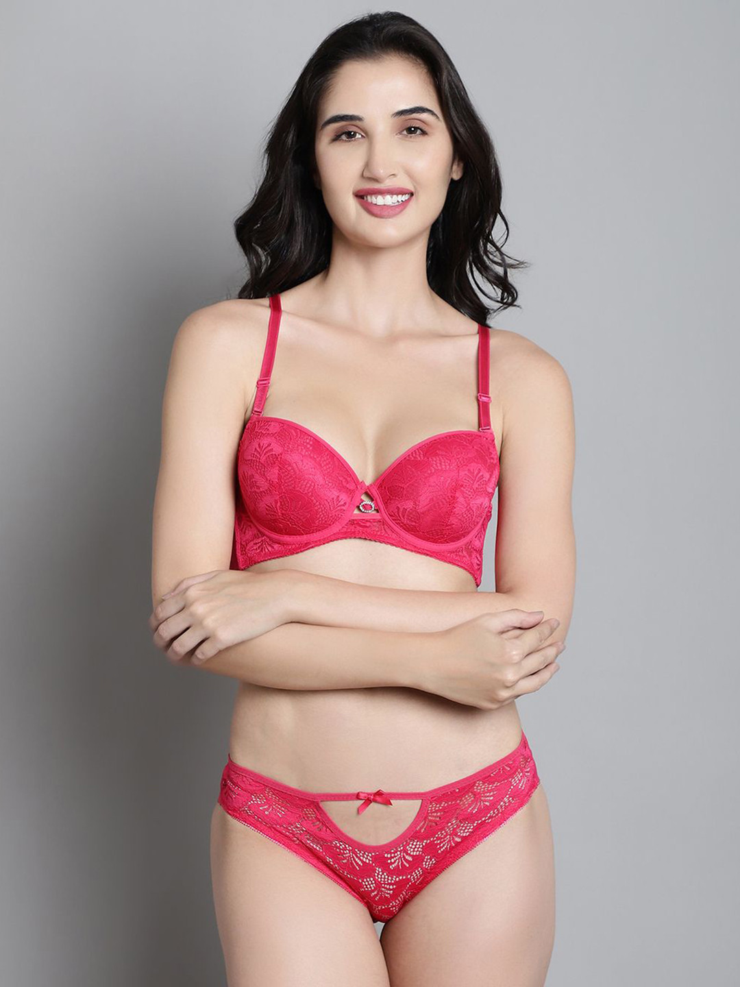 MAKCLAN Self-Designed Lightly Padded Fore Front Bombshell Lingerie Set SK1706LRS