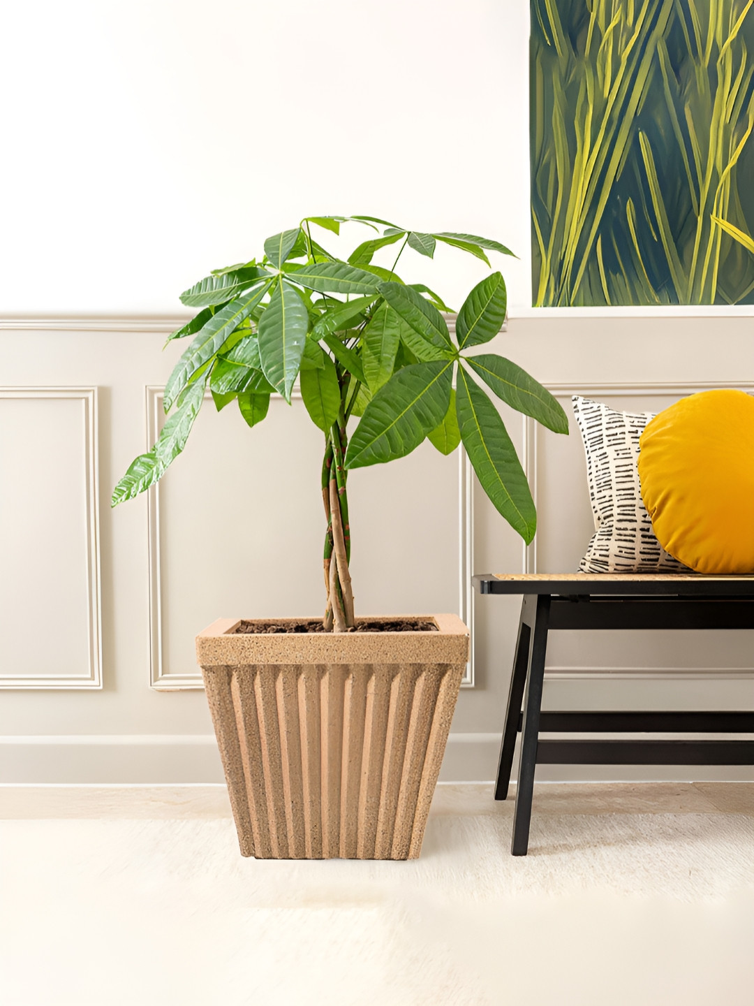 RUBOXA Brown Textured UV ProtectedMould Big Size Flower Pot