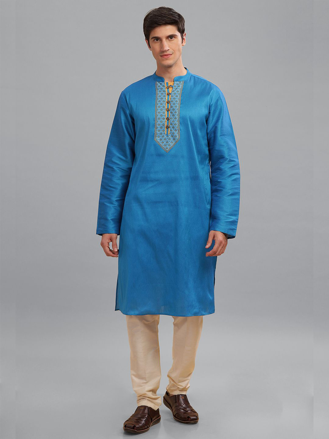 Arch element Men Geometric Printed Festive Cotton Straight Kurta