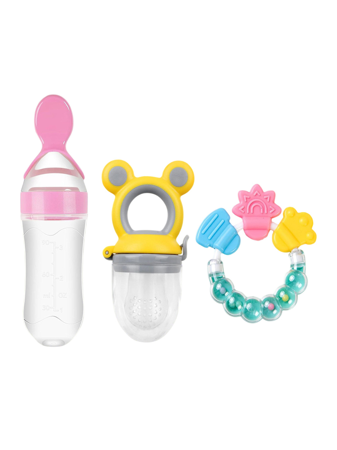 Joy Buzz Set Of 3 Baby Food Feeder Nibbler & Rattle Teether- P03