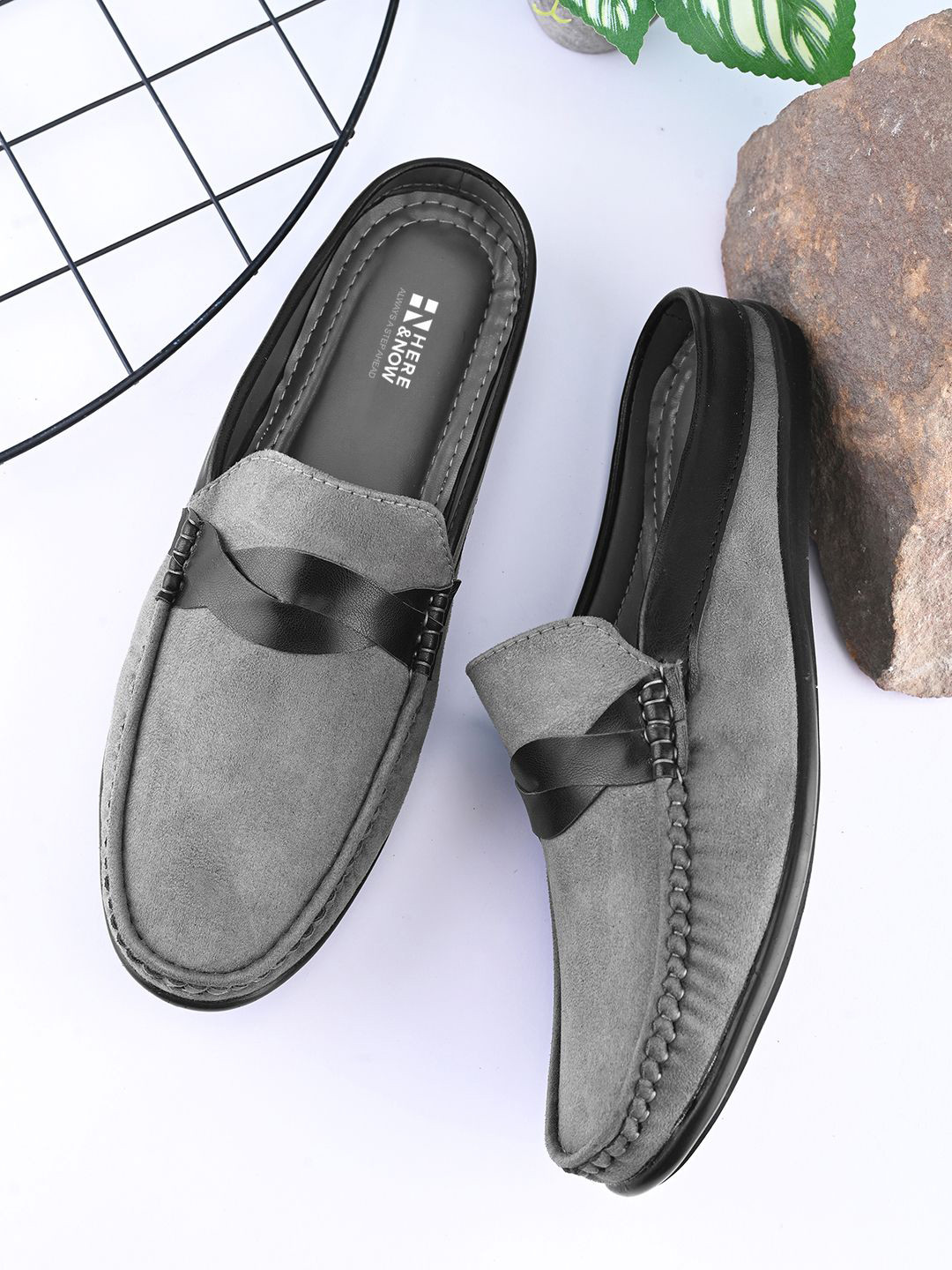 HERE&NOW Men Slip-On Suede Mules