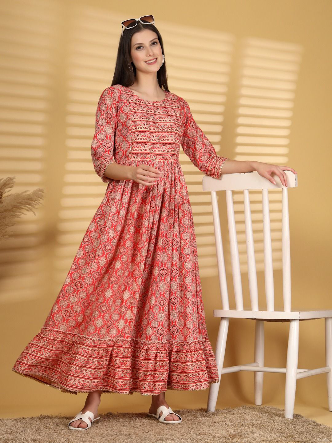 RANGEELO JAIPUR Ethnic Motifs Print Fit & Flare Maxi Dress