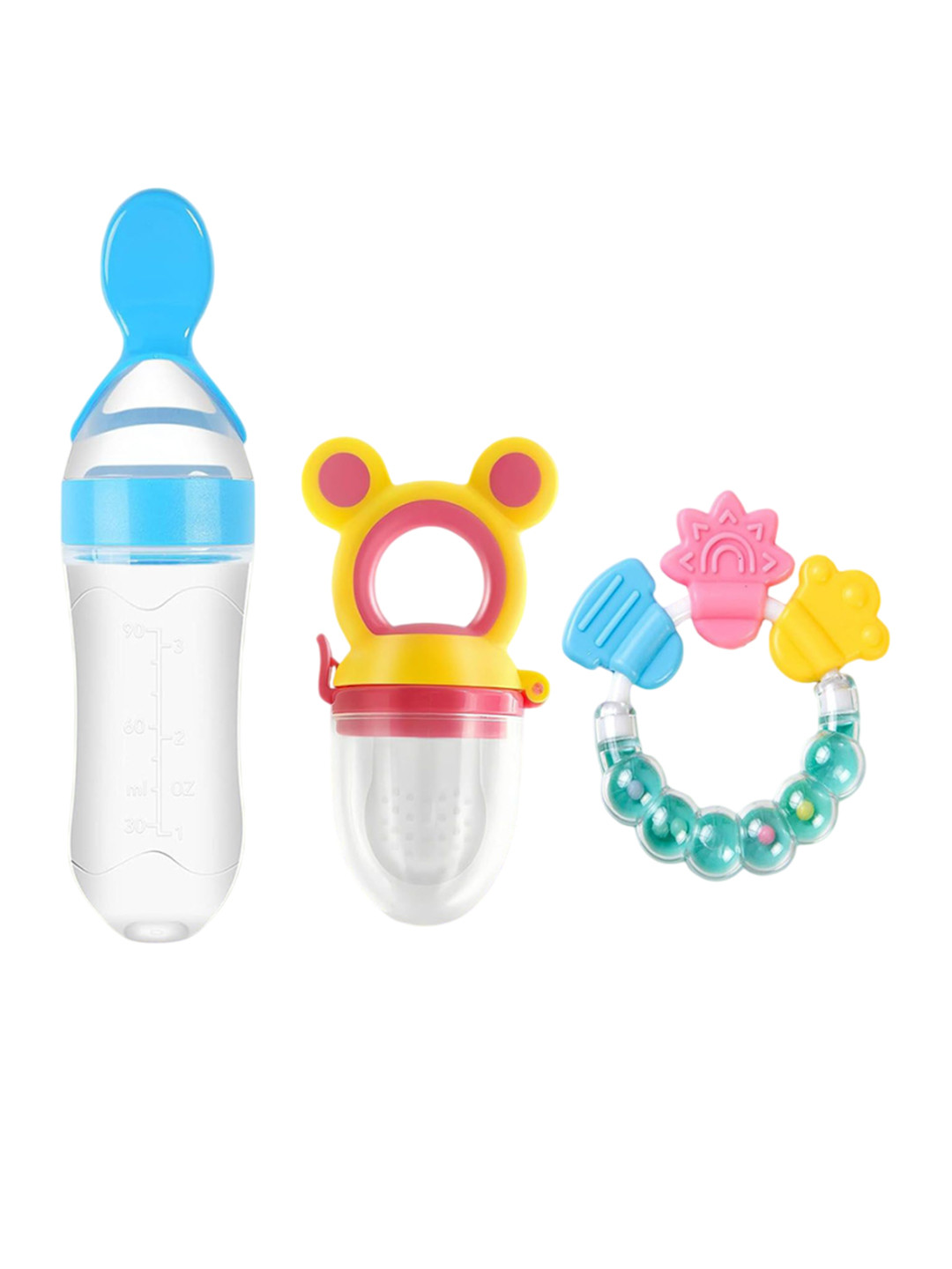 Joy Buzz Set Of 3 Silicone Food Feeder Nibbler & Rattle Teether- P03