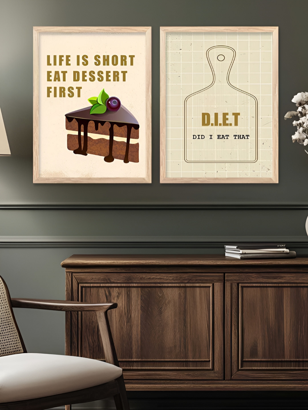 Kotart Brown & Green 2 Pieces Restaurant Wooden Wall Arts