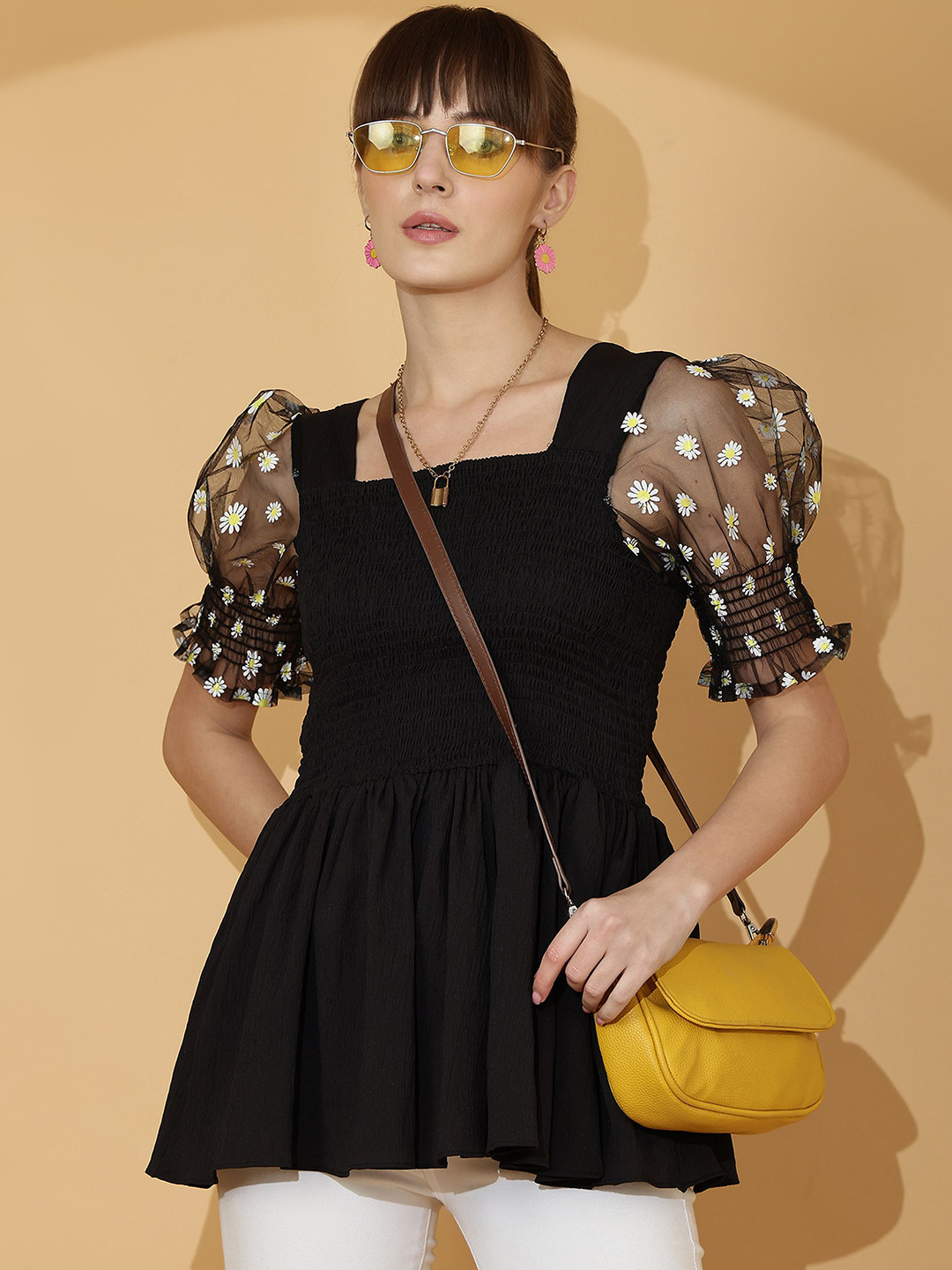 Honky Tonky Women Puff Sleeve Crepe Top