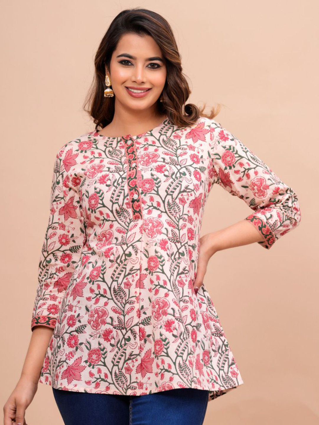 all about you Women Floral Printed Cotton Top