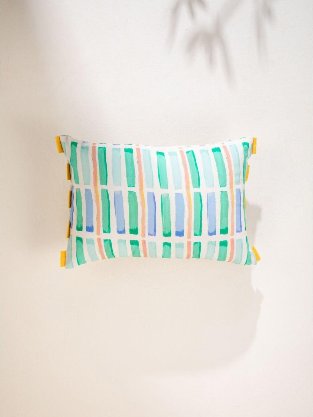 FREEDOM TREE Geo Block Green & Blue Geometric Printed Rectangle Cotton Cushion Covers