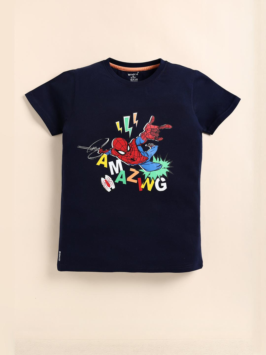 Biskid Navy Blue Cotton Tshirts