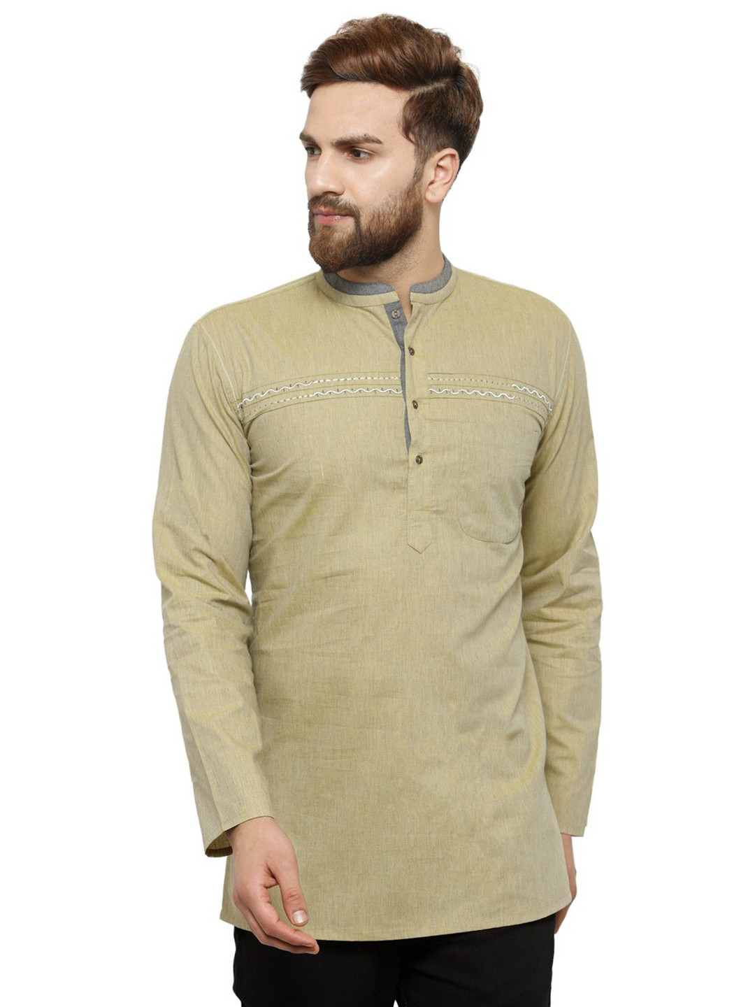 Arch element Mandarin Collar Pure Cotton Short Kurta