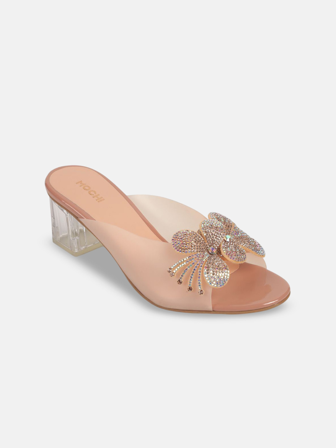 Mochi Women Woven Design Block Sandals With Ethnic - Embellished