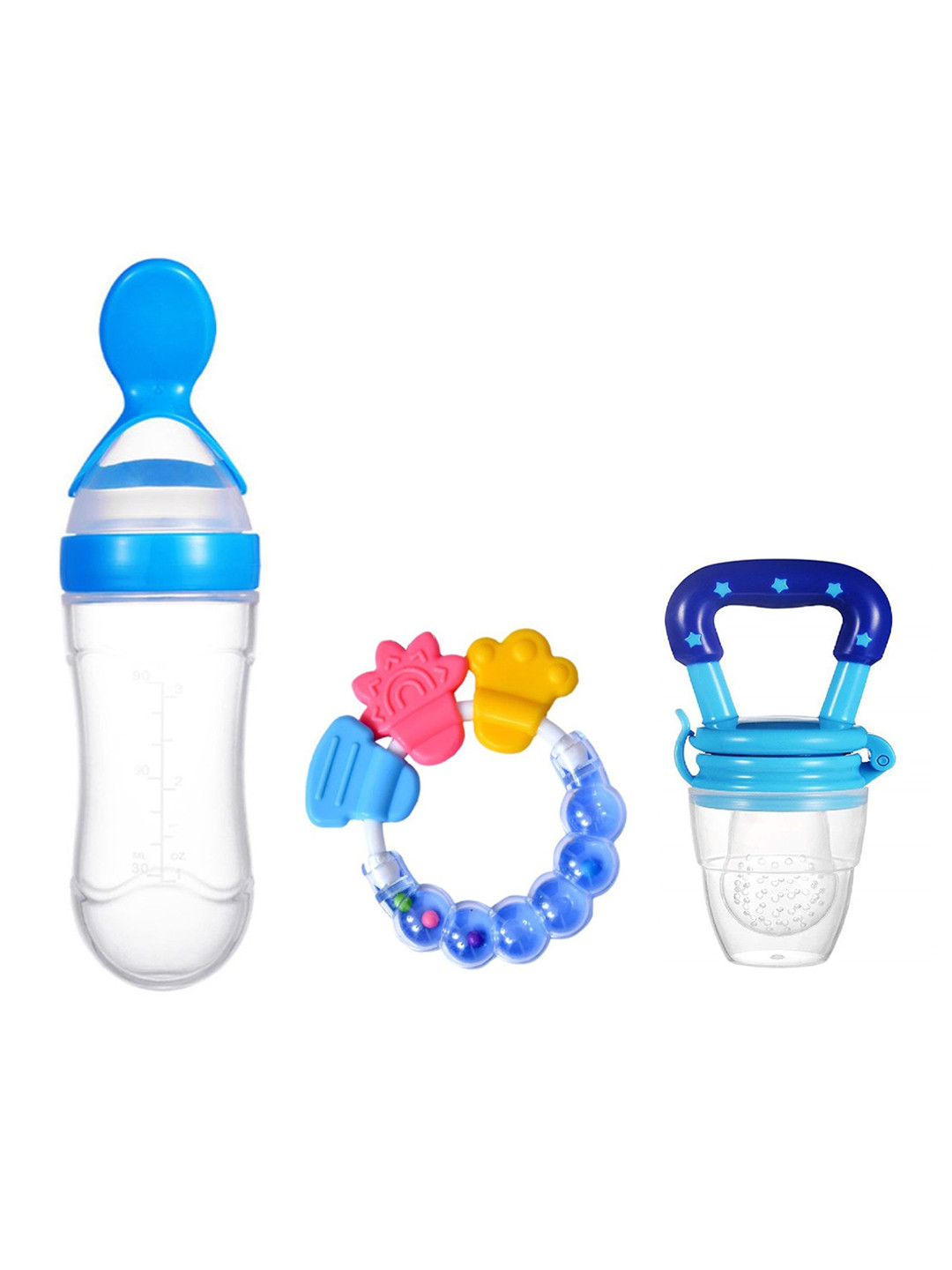 Kritiu Set Of 3 Fruit & Food Nibbler Spoon Feeder & Rattle Teether