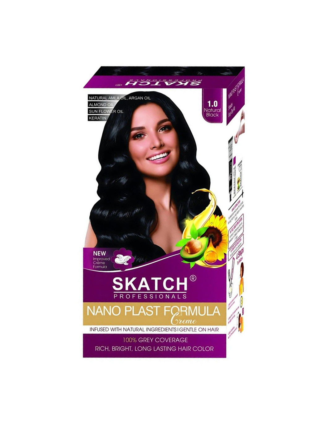 SKATCH PROFESSIONALS Nano Plast Formula Grey Coverage Hair Color - 100 g - Black