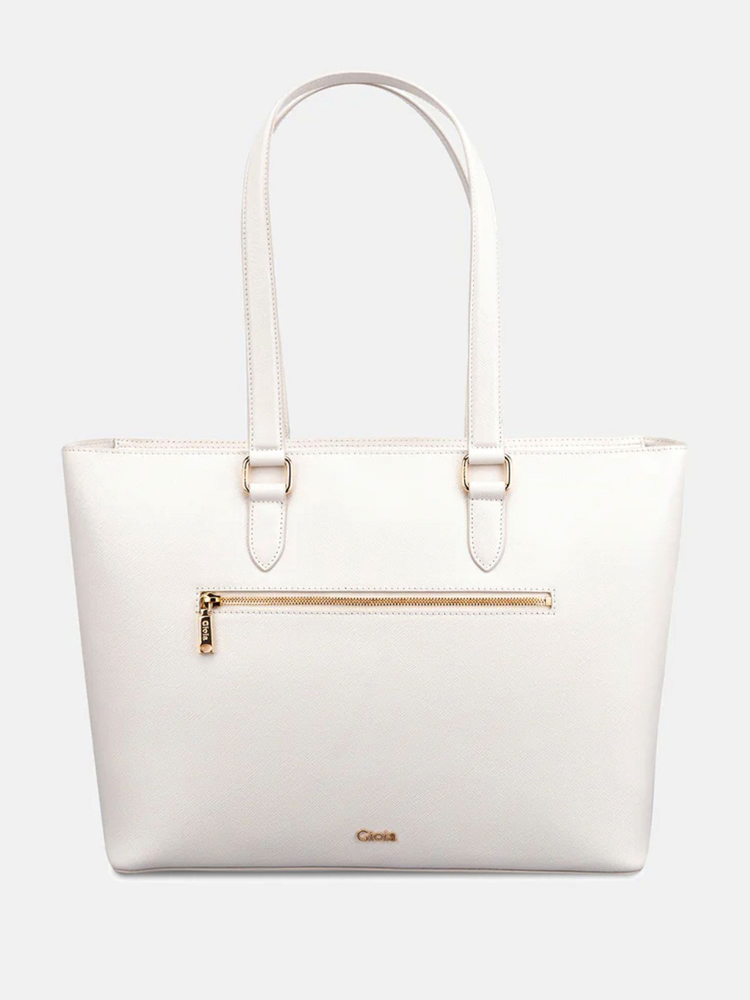 GIOIA Women Off White Leather Valeria Work Tote Bag