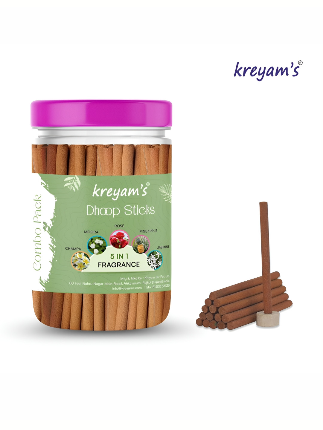 kreyam's Brown 5 In 1 Fragrance Pooja Dhoop Sticks