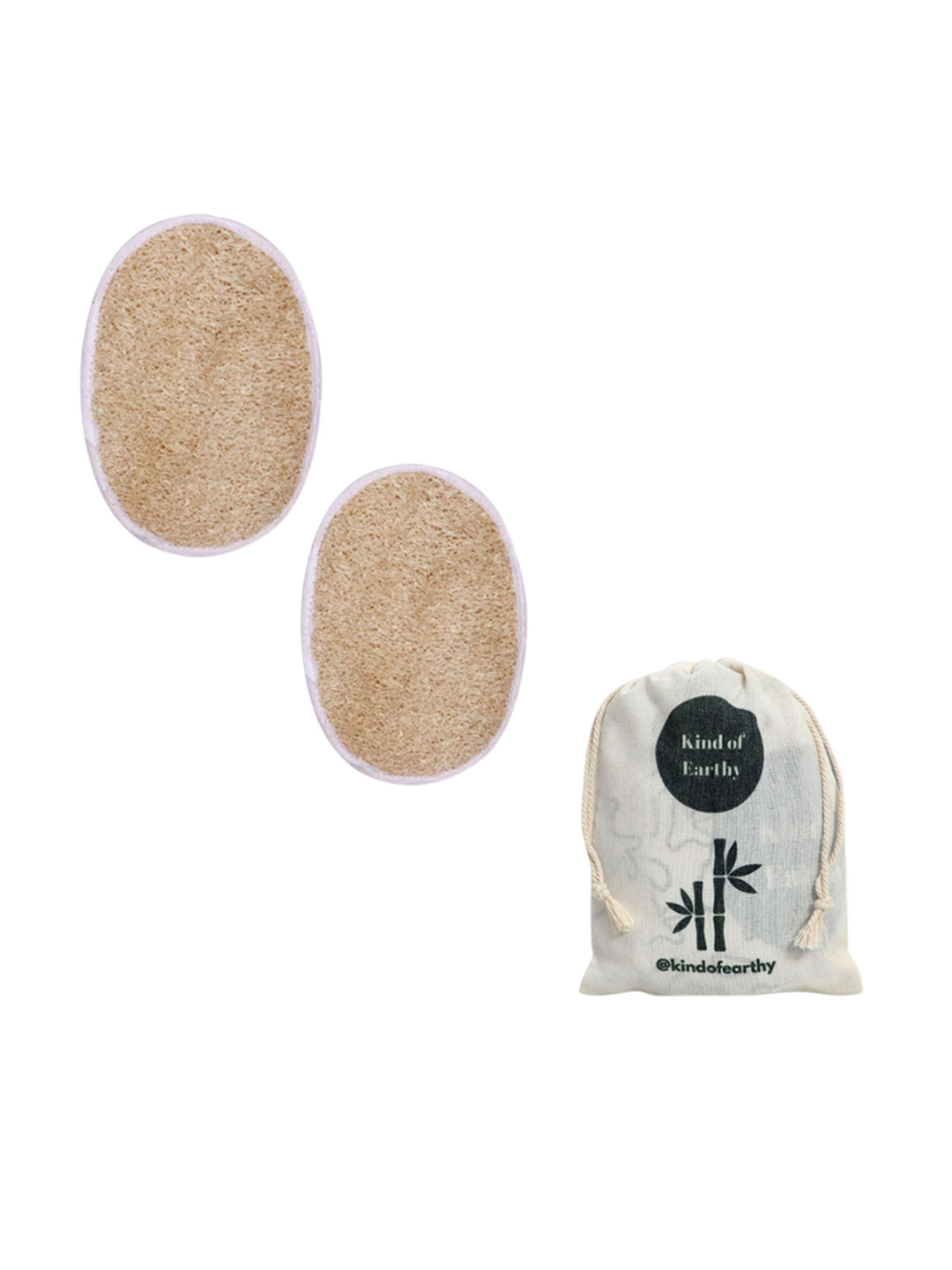 Kind of Earthy Set Of 2 Natural Body Scrubber With Elastic Grip & Reusable Potli Pouch