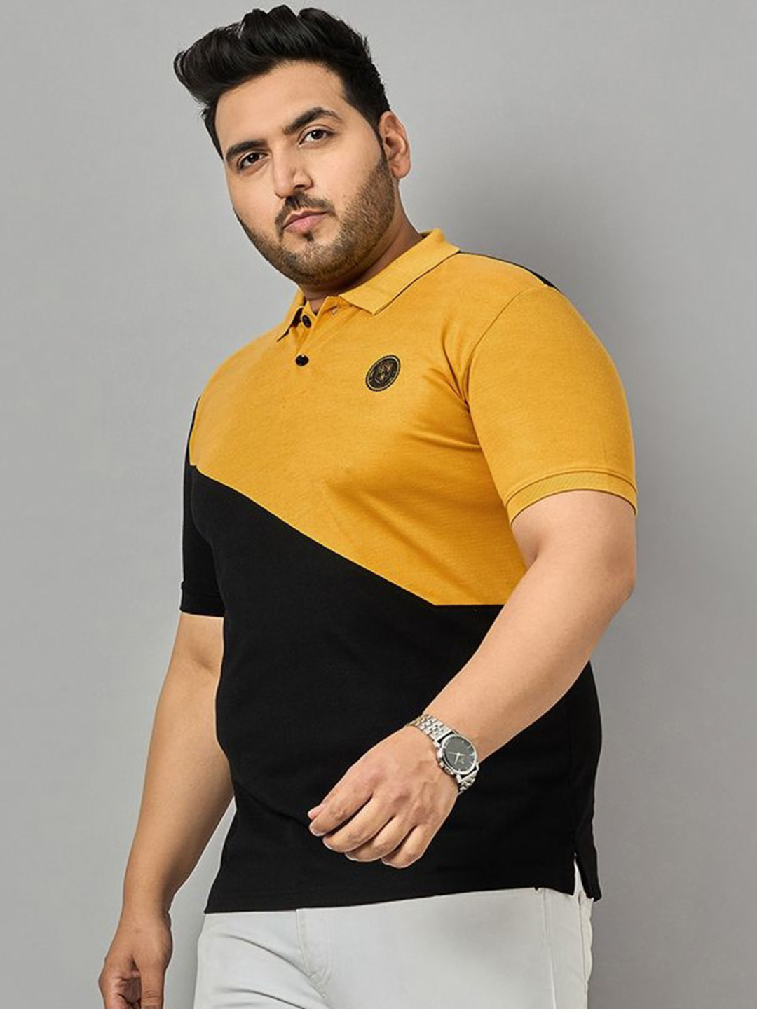 Zigo Colourblocked Polo Collar Applique T-shirt