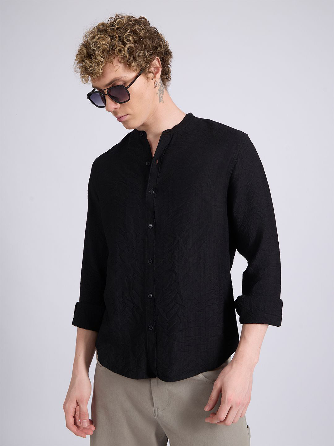 Espanshe Pryor Band Collar Shirt