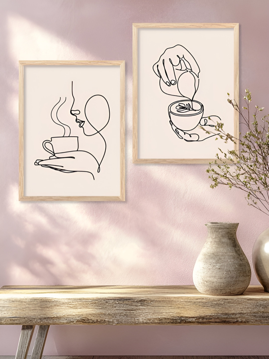 Kotart Off White & Black 2 Piece Restaurant Wooden Wall Arts