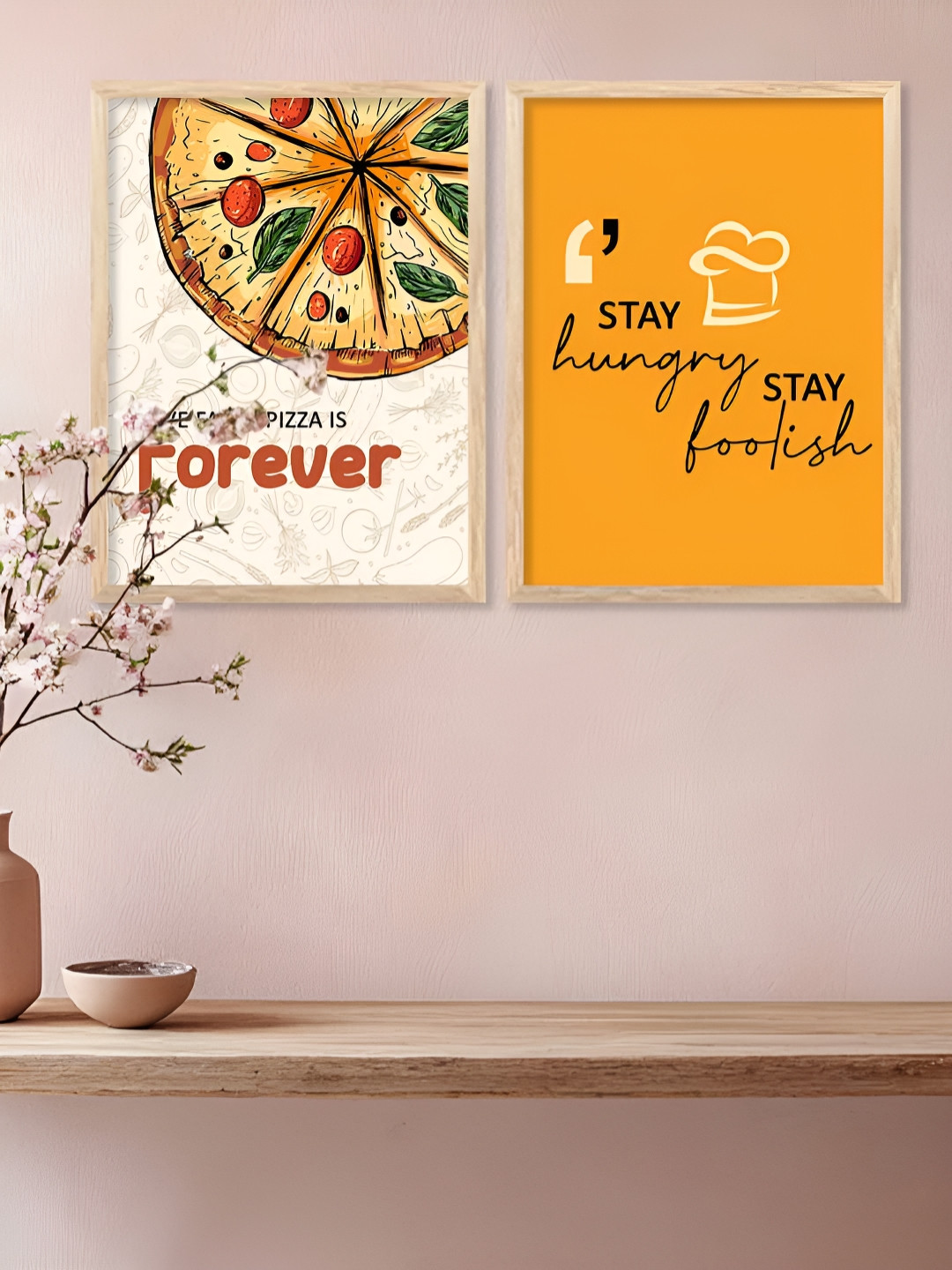 Kotart Brown & White 2 Pieces Restaurant Wooden Painting Wall Art