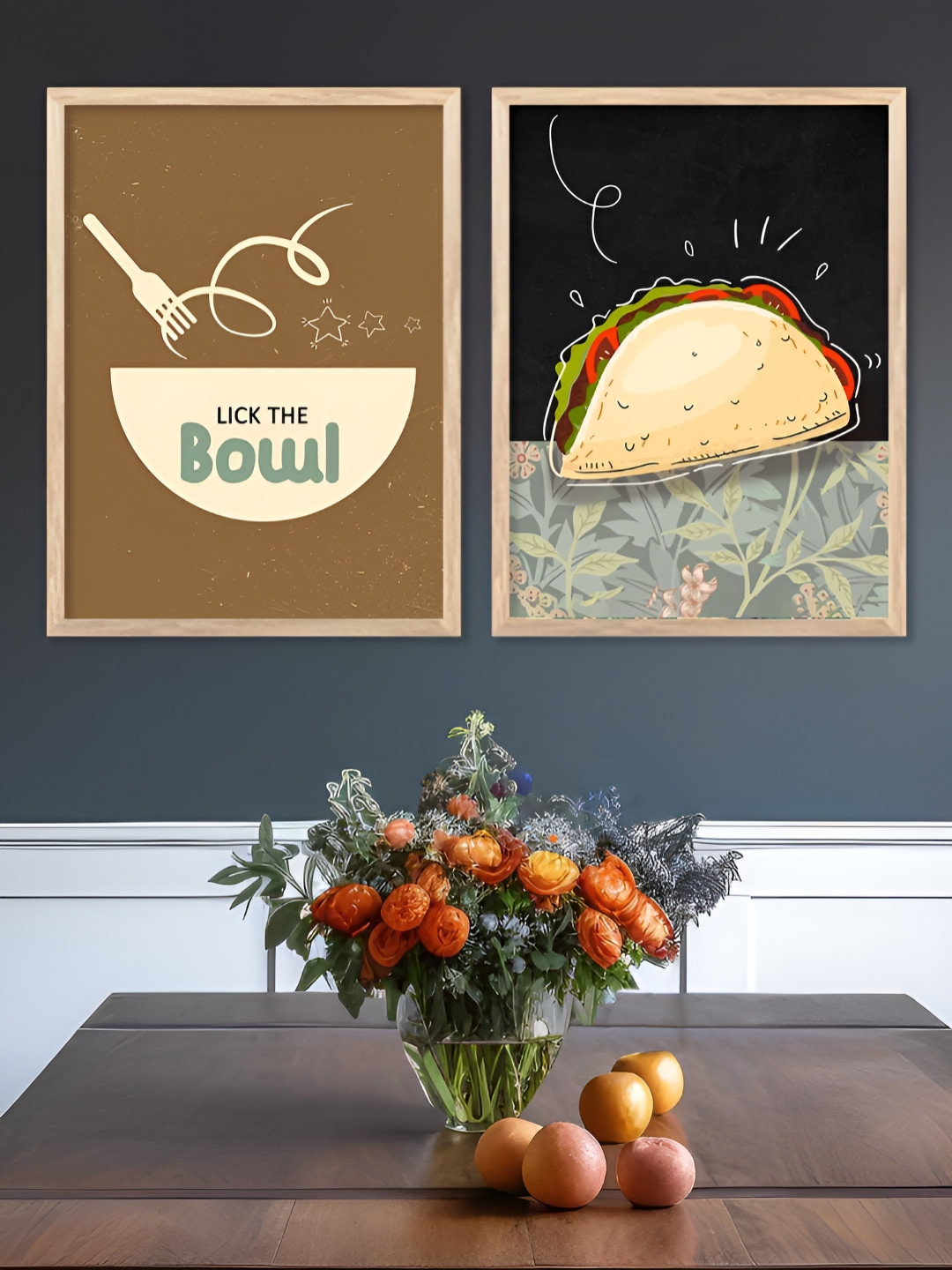 Kotart Brown & Black 2 Pieces Restaurant Wooden Painting Wall Art