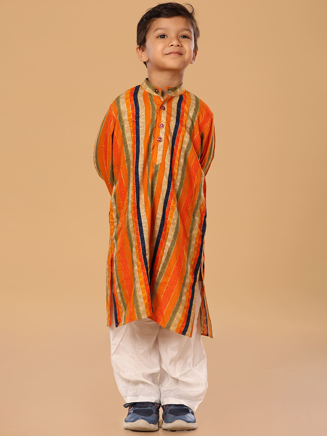 The Mini Trunk Multi-Colourful Straigth Line Foil Kurta Set