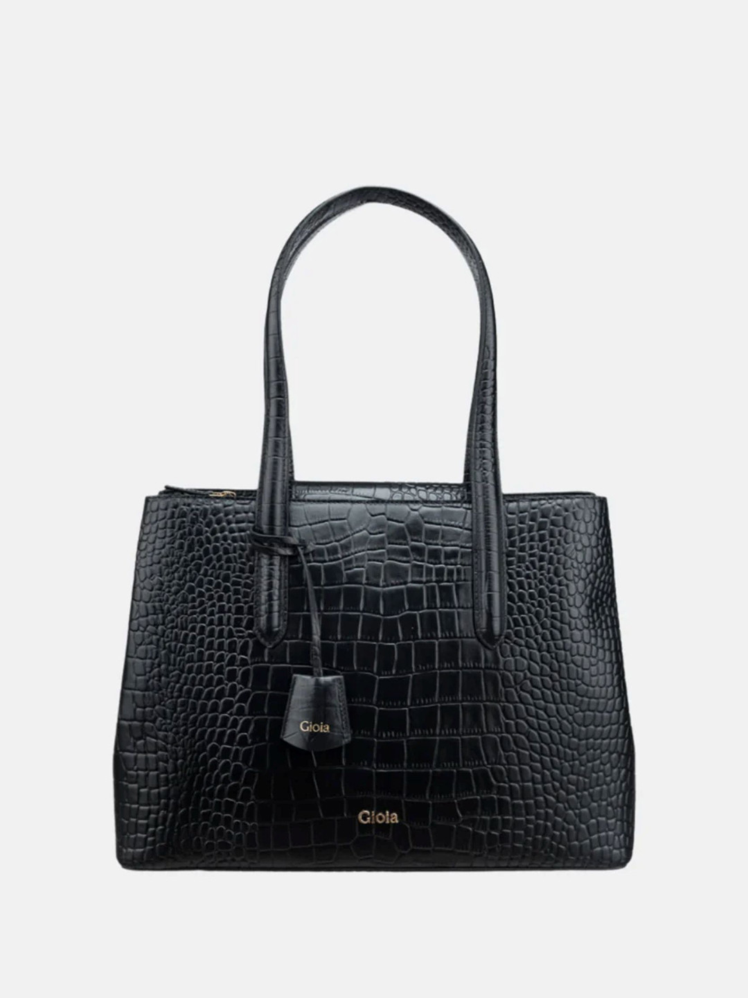 GIOIA Women Black Leather Pola-R Large Tote Bag