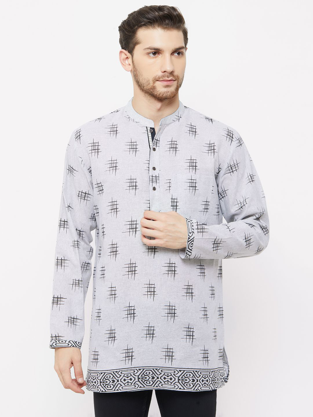Arch element Men Abstract Printed Festive Cotton Straight Kurta